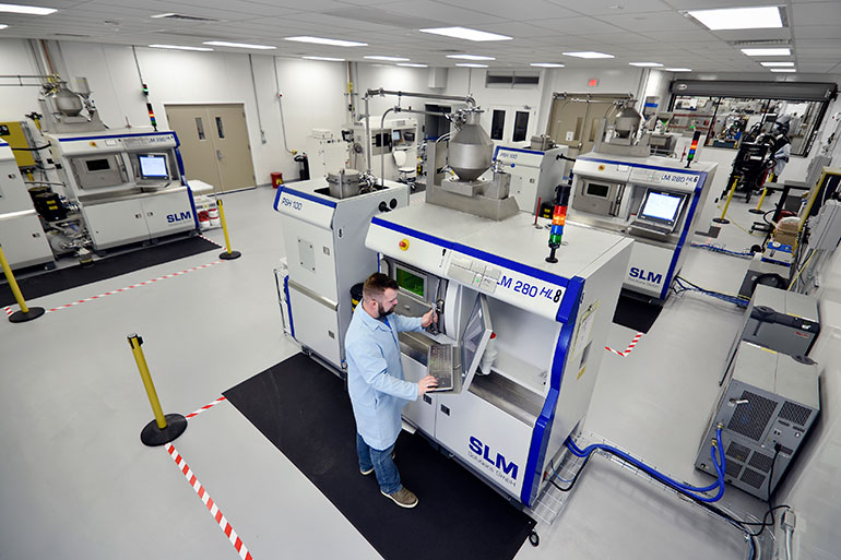 Moog's Additive Manufacturing Centers have been in operation for more than a decade, featuring 12 laser powder bed fusion (LPBF) metal machines and 10 machines for a range of plastic materials.