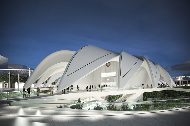 The hydraulic system controlling the Roof Wing Opening System includes a 1 MW hydraulic power unit, 2 km of piping and 46 hydraulic cylinders. | courtesy of Santiago Calatrava LLC