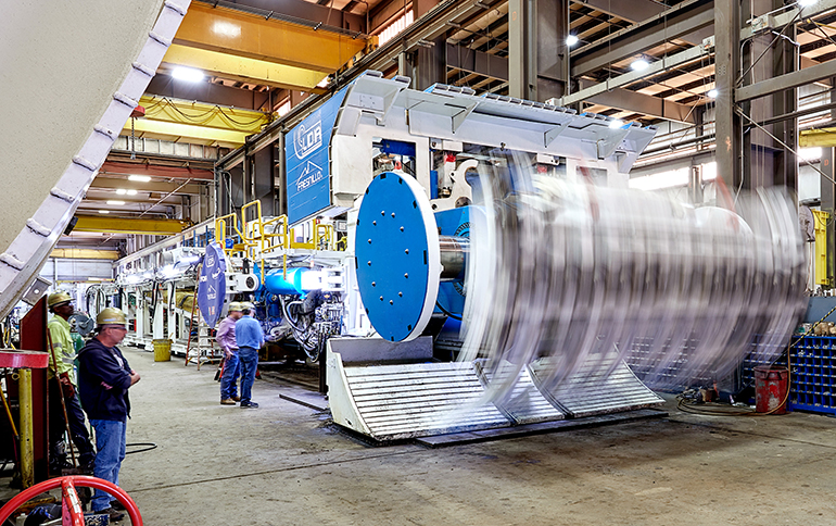 Image shows the high-speed motion of Robbins' tunnel-boring machines