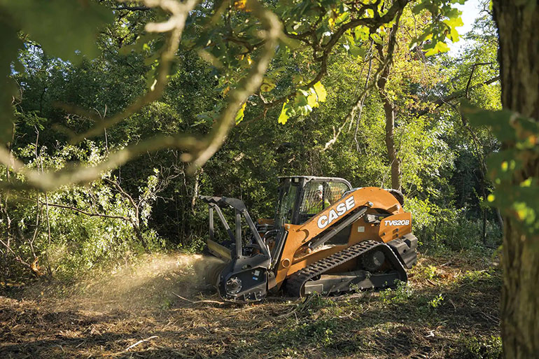 enhanced high flow systems are designed for more-extreme applications, such as in this large mulcher. the package is only available on larger skid steers with the horsepower available to ensure proper operation of the attachment.