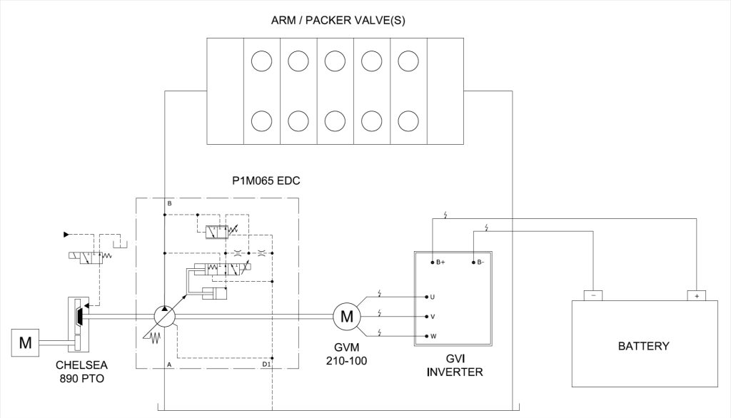 Parker electric hybrid schematic for large vehicles