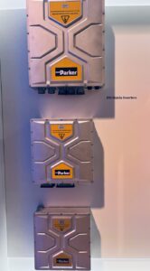 Three Parker Hannifin GVI inverters on display at IFPE 2023.