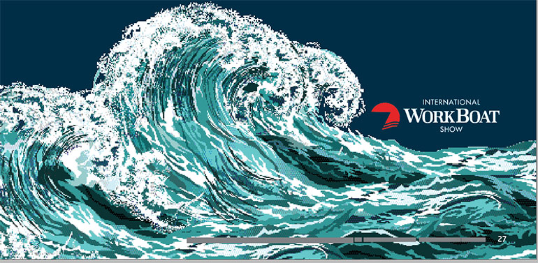 WorkBoat Show logo and wave