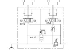 Figure 1. A sample circuit using load-sensing pressure compensators