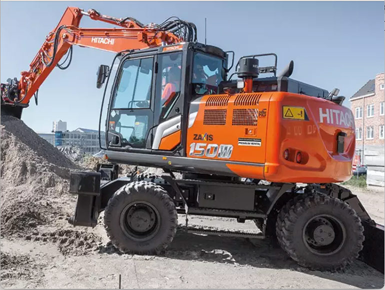 Suncar engineers are currently working to electrify a ZE150W Hitachi wheeled excavator.