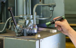 Industrial leak detection kits use fluorescent dye to determine the location of hydraulic fluid leaks.