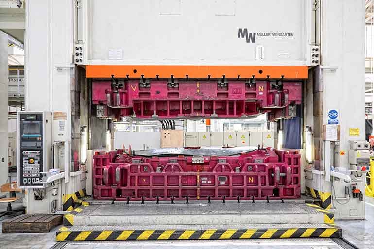Figure 1. Hydraulic presses are used predominantly in auto manufacturing, relying on the power and strength of hydraulics for chassis manufacturing.