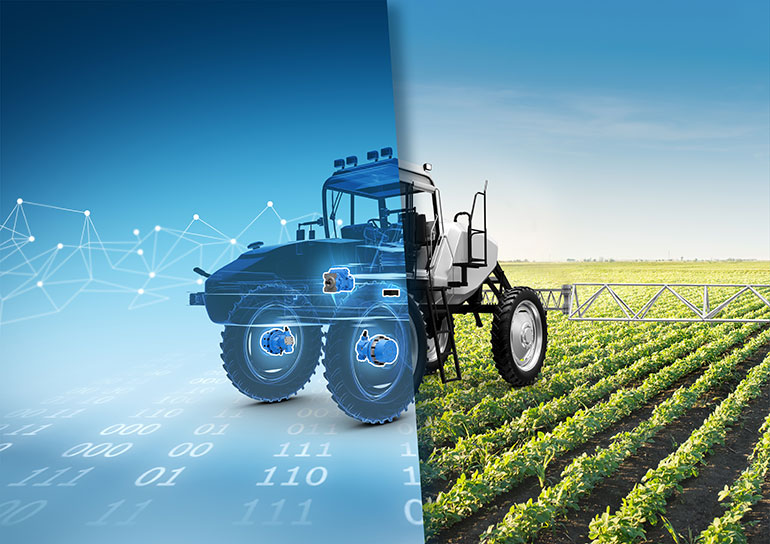 AgDrive, an efficient complete solution from Bosch Rexroth which includes BODAS Software, opens up a wide range of functions for self-propelled agricultural machines with a hydrostatic multi-motor drive.