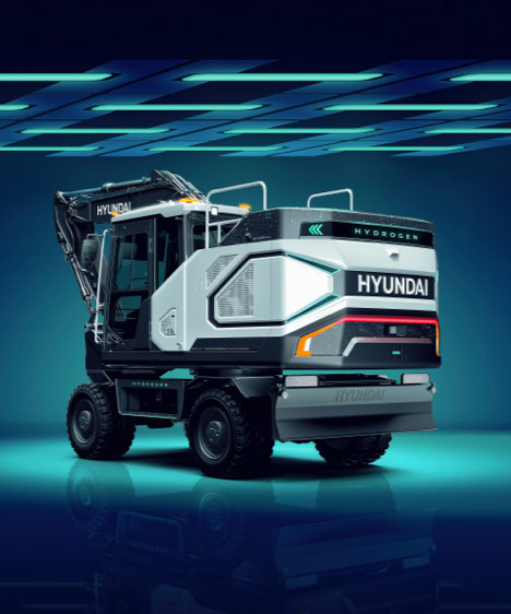 Hyundai's hw155h wheeled excavator delivers 90 kw of power to the electric drive motors and hydraulic pumps.