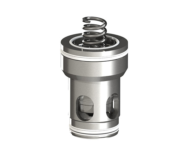 Thomy Leibacher has been involved in valve design since the start of her career. Here and below are simulations of her logic element size 40 ratio1:1.06. This valve ratio works for check valve and directional valve function up to 9,000 psi in high flow applications.