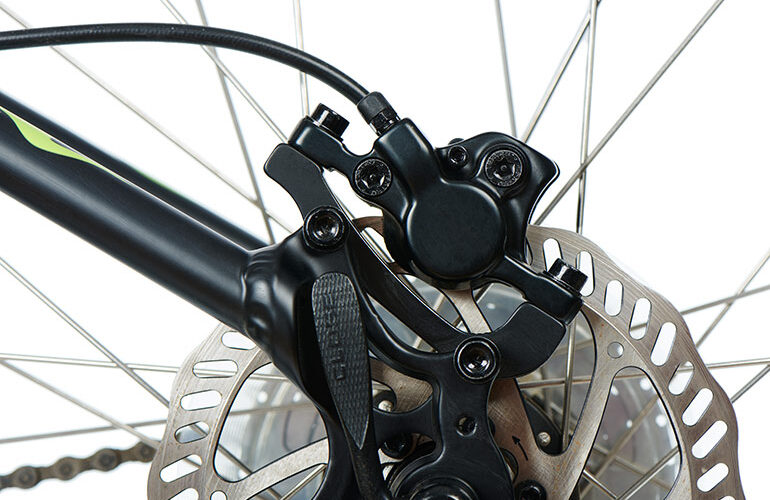 Hydraulic disk brakes are the preferred method on self-powered machinery like bicycles.
