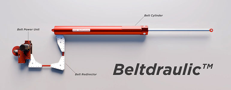 Rise Robotics' Beltdraulic cylinder replaces hydraulics with an all-electric design.