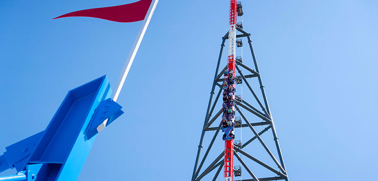 The new Top Thrill 2, which replaced the hydraulically-powered Top Thrill Dragster, requires a triple launch to shoot riders of a massive 420 ft hill.Image courtesy of Cedar Point.
