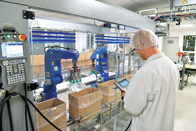 Pneumatics are often required for gentle handling of fragile materials, like plastics, here, and thin materials, below.