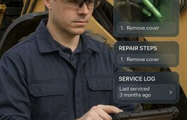 Visual of Service Technician using AI-diagnostics