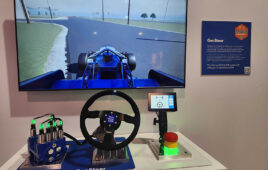 Husco's GenSteer demo unit allows users to see the fail-functional feature of the technology, so that if you lose power, you can continue to steer your vehicle to safety.