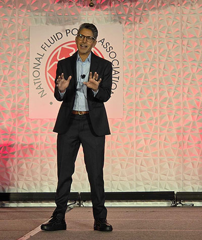 Suneel Gupta presents at the NFPA Annual Meeting on the 55:5 principle about the importance of rest and energy.