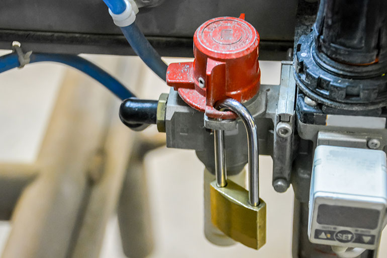 Pneumatic safety valves with lockout devices ensure that valves cannot be inadvertently opened while workers are servicing the equipment.
