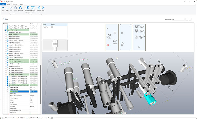a view of hydrocam's editing operations shows how a library-driven workflow ensures consistency in every manifold.