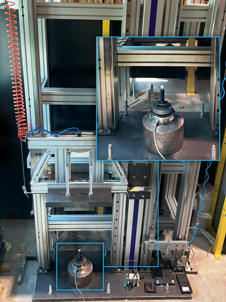ACE validates customer-specific values of maximum energy capacities of small shock absorbers previously determined for emergency stops with a series of drop testsImage courtesy of ACE
