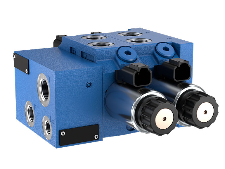 Steering and machine operation was a central focus at the bosch rexroth and hydraforce booth. Here is a rendered model of the steering block from Bosch Rexroth’s customized and series hydraulic manifolds.