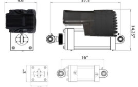 Figure 1. Illustration of one of Higginson's hydraulic cylinders with electric motor attached.