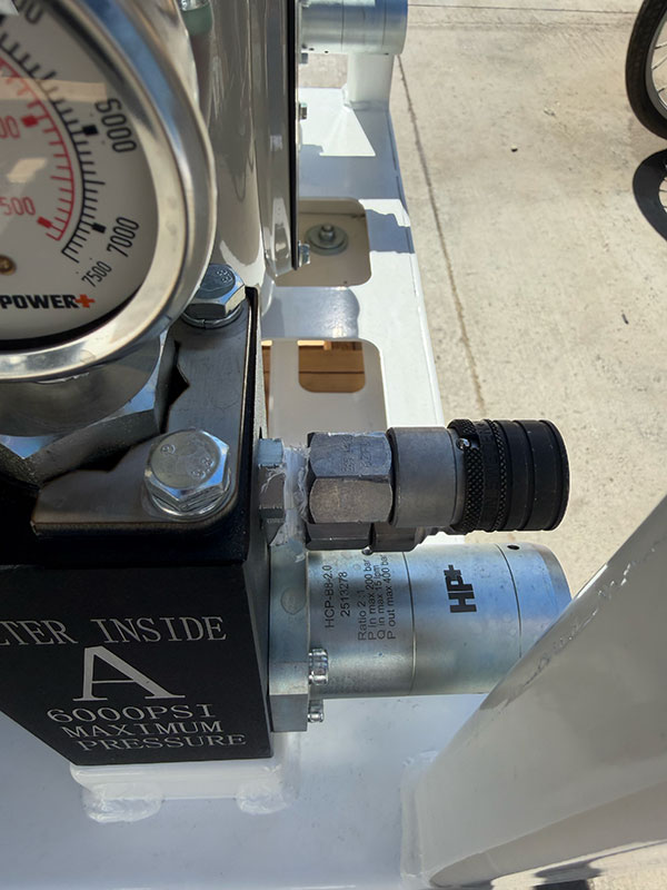 Close Up of MP-F Pressure Intensifier on a Hydraulic Power Pack